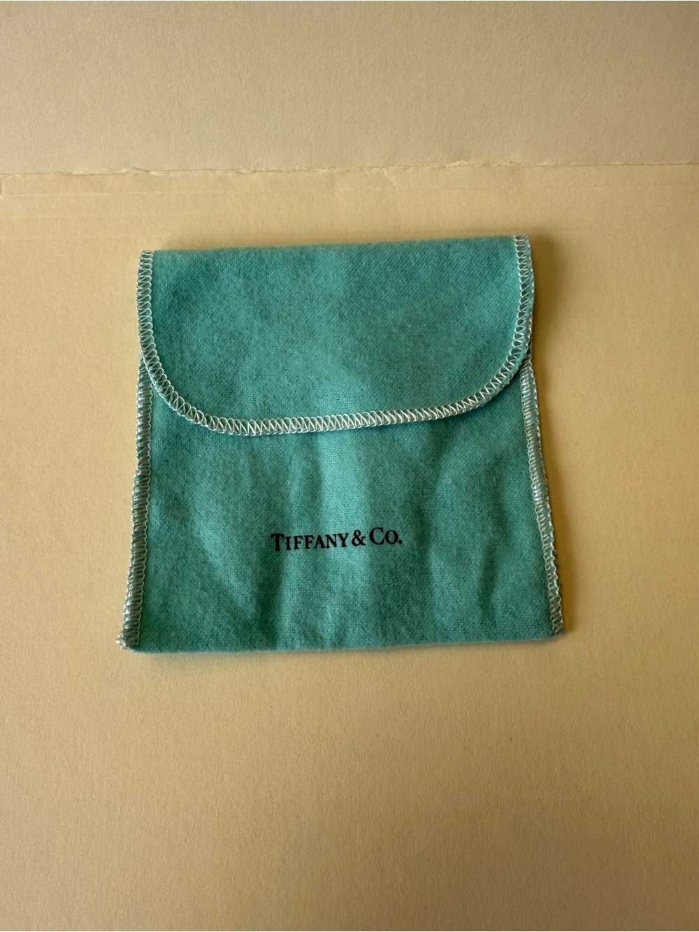 Tiffany & Co. Felt Jewelry Pouch in Signature Robbins Egg Blue w/ White Stitch